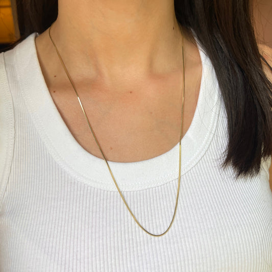 14KT Yellow Gold Diamond-Cut 1.2mm Squared Snake Chain Necklace