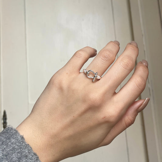Sterling Silver Shackle Rope Edge Ring