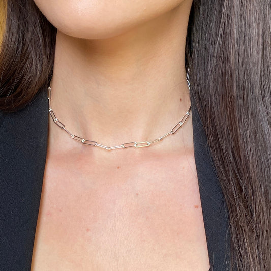 Sterling Silver Polished Open Paper Clip Chain Link Necklace 3.8mm