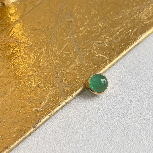 18KT Yellow Gold Round Bezel Emerald Pendant Slide