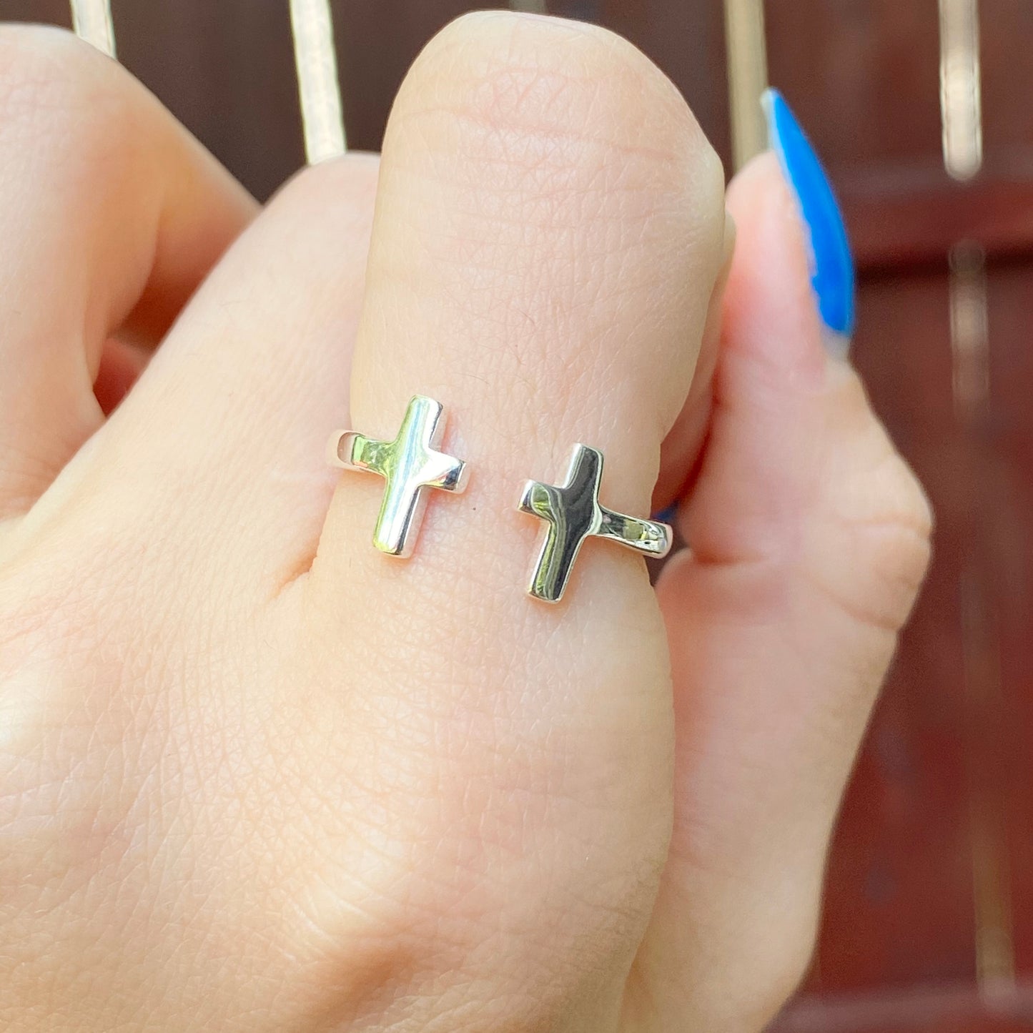 Sterling Silver Double Cross Negative Space Ring