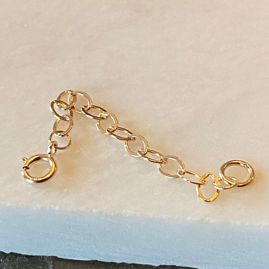 14KT Yellow Gold Open Cable Link Necklace Chain Extender/ Safety Chain 2"/ 3mm, 14KT Yellow Gold Open Cable Link Necklace Chain Extender/ Safety Chain 2"/ 3mm - Legacy Saint Jewelry