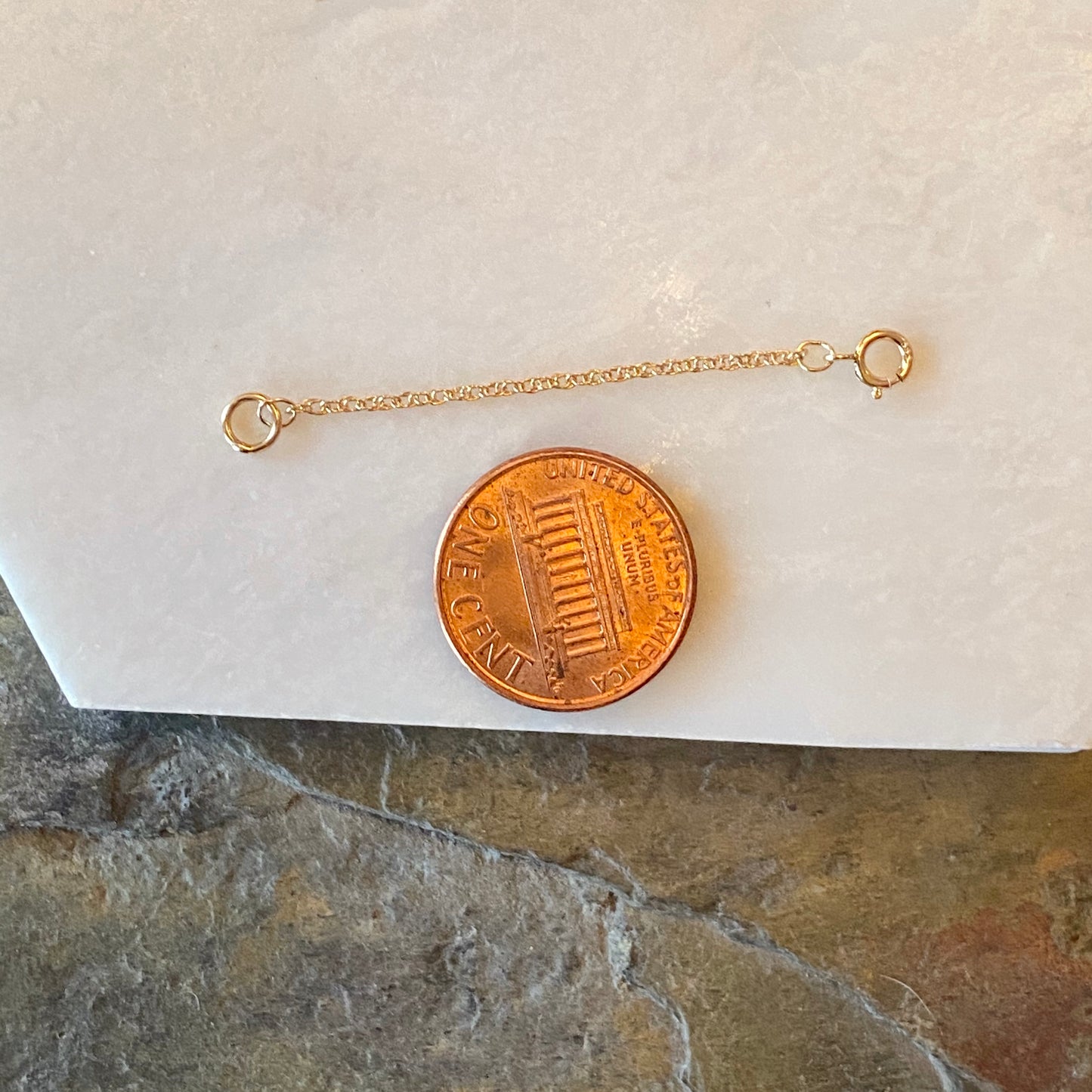 14KT Yellow Gold Open Rope Link Necklace Chain Extender/ Safety Chain 2"/ 1.1mm, 14KT Yellow Gold Open Rope Link Necklace Chain Extender/ Safety Chain 2"/ 1.1mm - Legacy Saint Jewelry