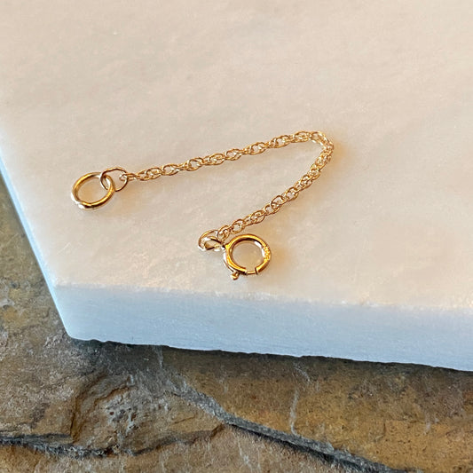 14KT Yellow Gold Open Rope Link Necklace Chain Extender/ Safety Chain 2"/ 1.1mm, 14KT Yellow Gold Open Rope Link Necklace Chain Extender/ Safety Chain 2"/ 1.1mm - Legacy Saint Jewelry