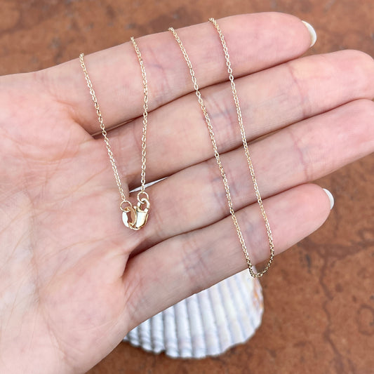 10KT Yellow Gold Diamond-Cut 1mm Cable Chain Necklace