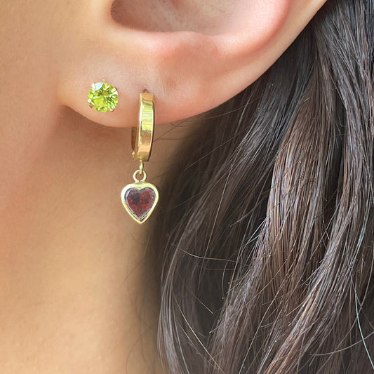 14KT Yellow Gold Round 5mm Peridot Stud Earrings - LSJ