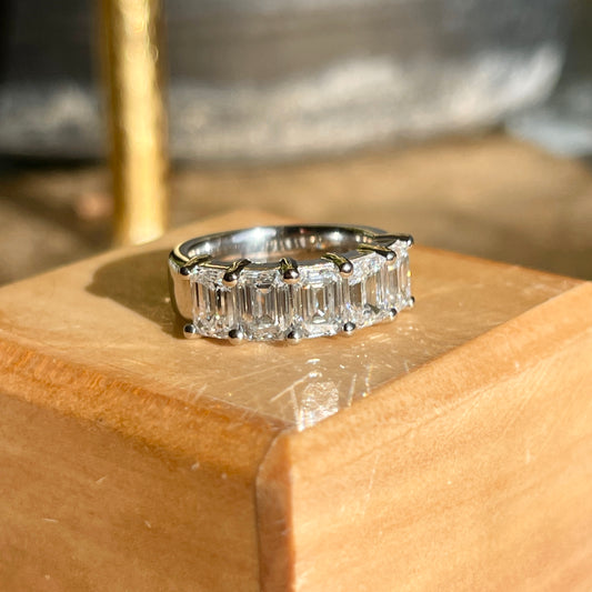 Platinum 2.50 CT Emerald-Cut Lab Diamond Eternity Band Ring