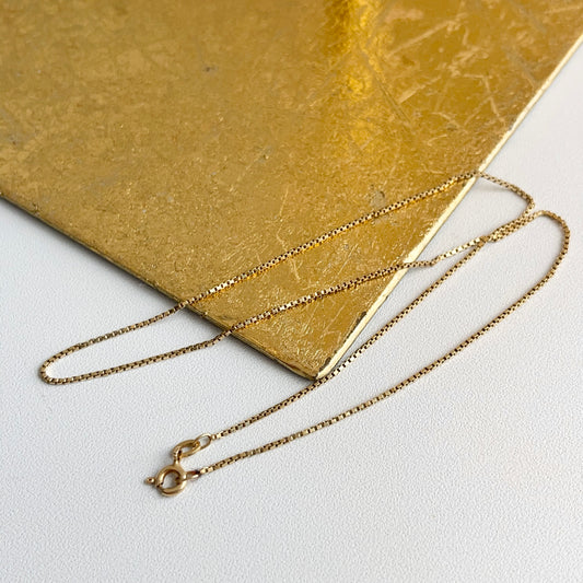 Estate 14KT Yellow Gold 1.1mm Box Chain Necklace 15.5"