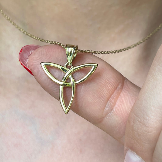 14KT Yellow Gold Celtic Trinity Knot Pendant 25mm