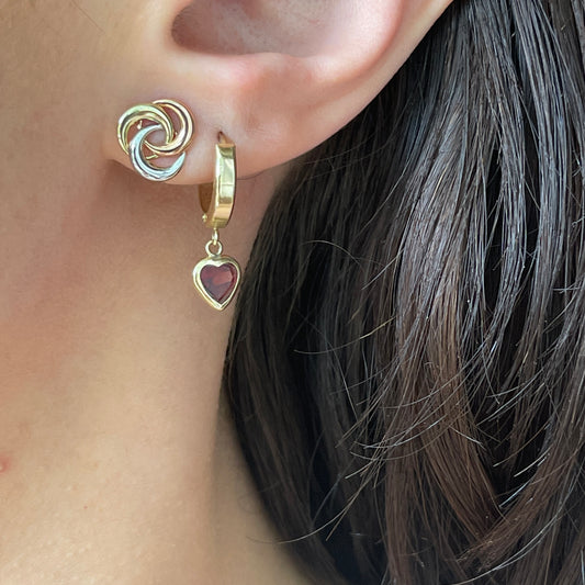 14KT Yellow Gold, Rose Gold, + White Gold Interlocking Circles Post Earrings