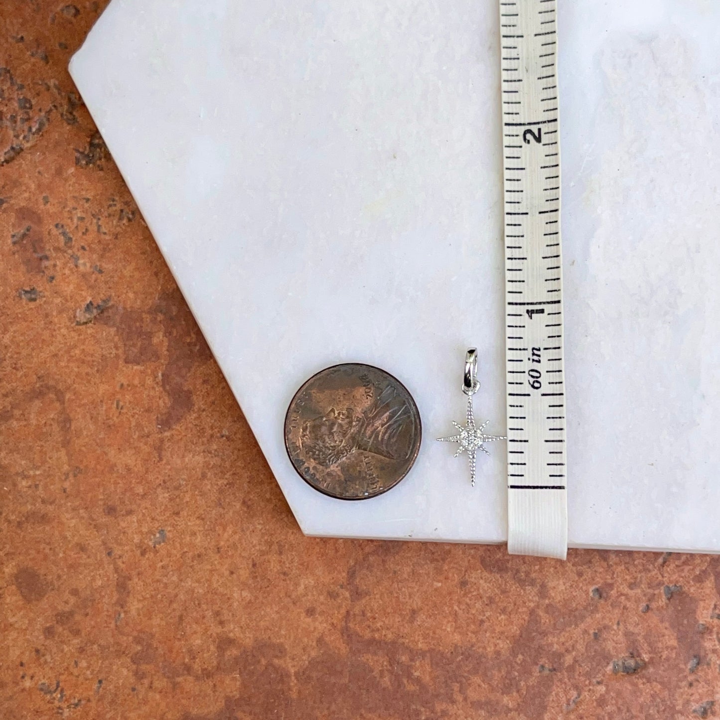 14KT White Gold Diamond North Star Pendant Charm