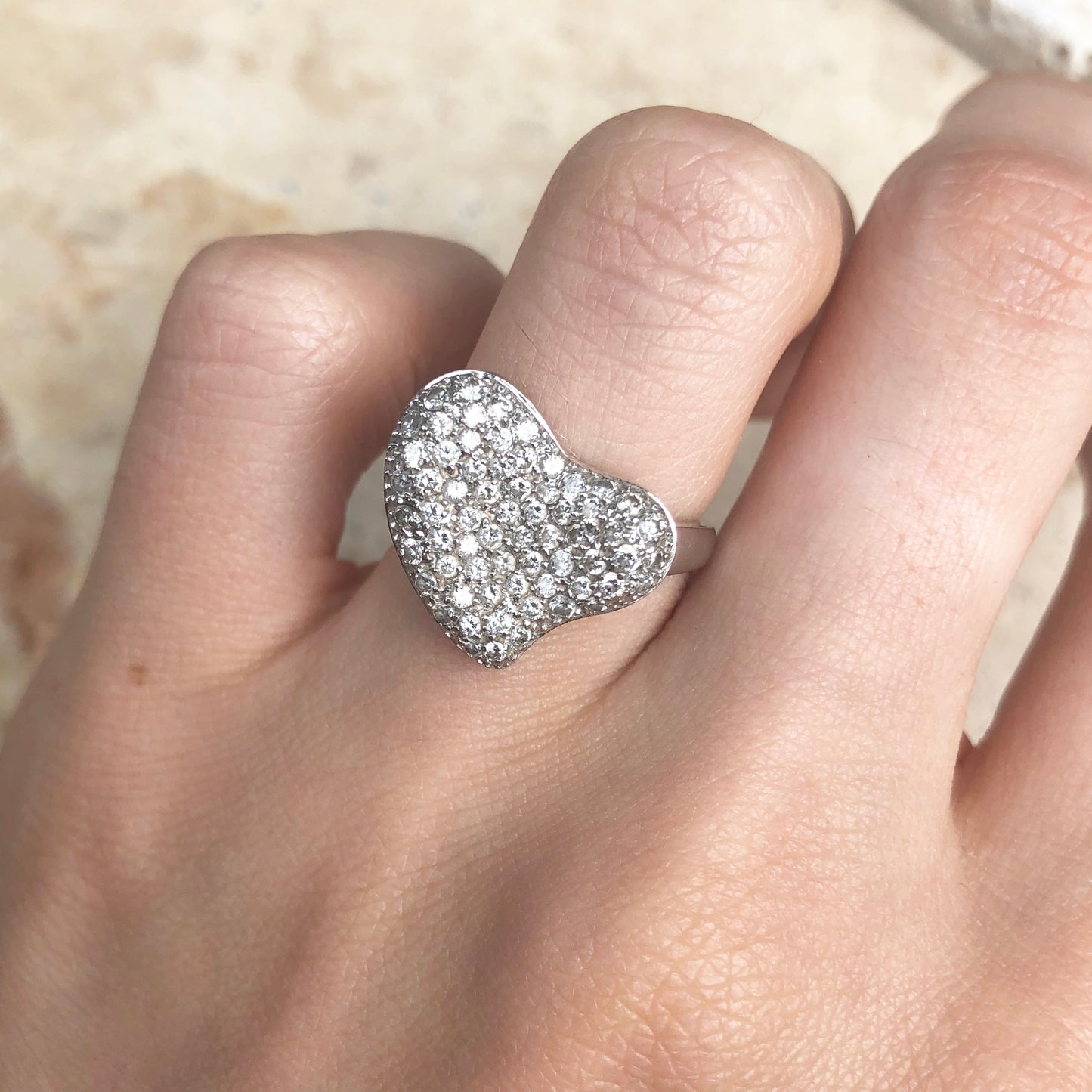 Estate 18KT White Gold Pave Diamond Abstract Heart Ring Size 6.75, Estate 18KT White Gold Pave Diamond Abstract Heart Ring Size 6.75 - Legacy Saint Jewelry