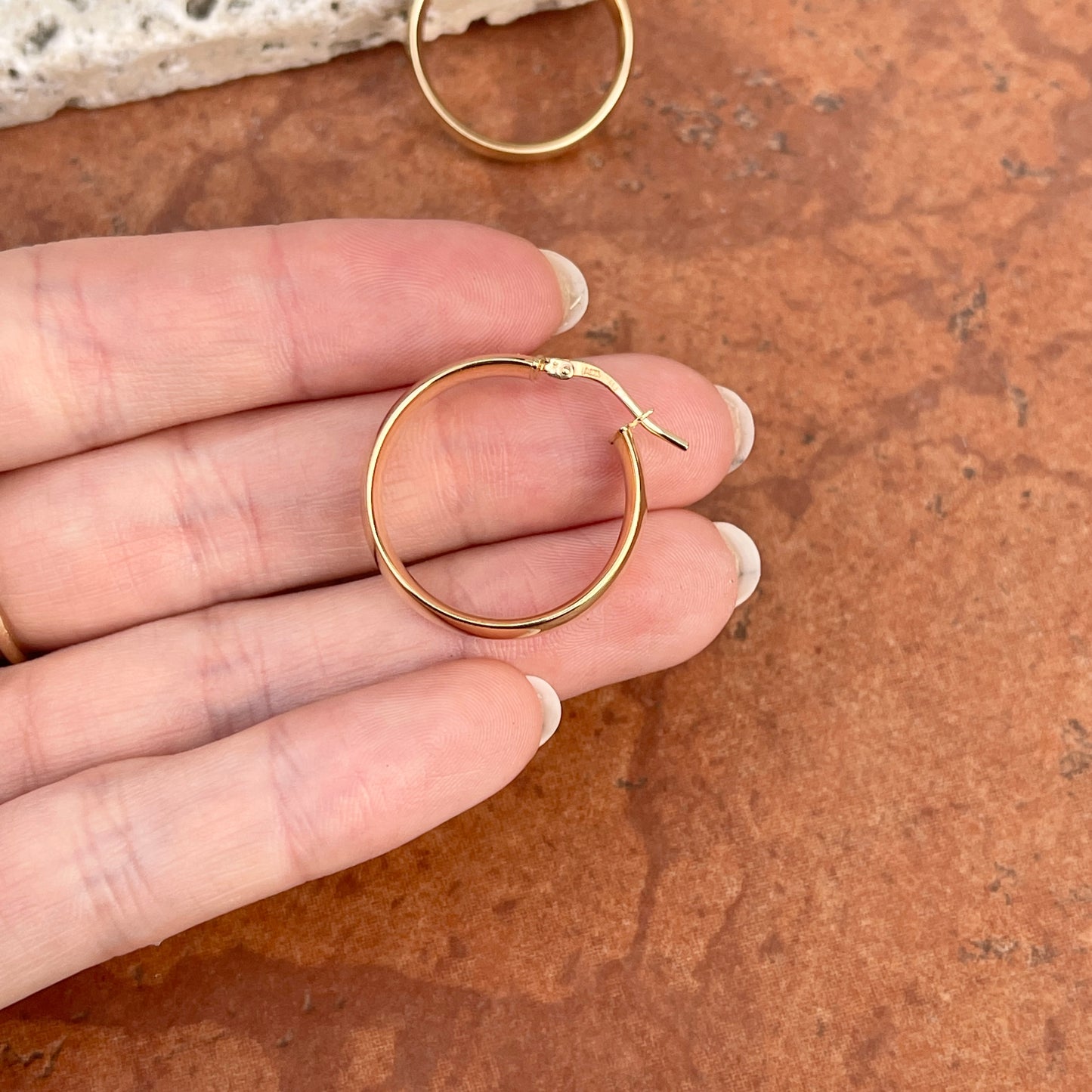 14KT Yellow Gold 6mm Wide Round Hoop Earrings 24mm