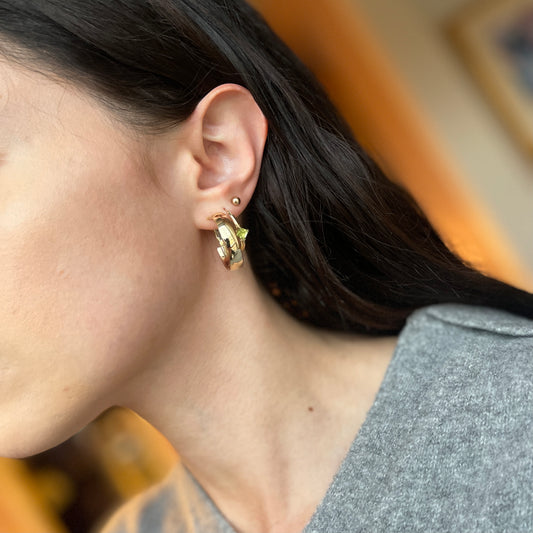 14KT Yellow Gold 6mm Wide Round Omega Hoop Earrings 24mm