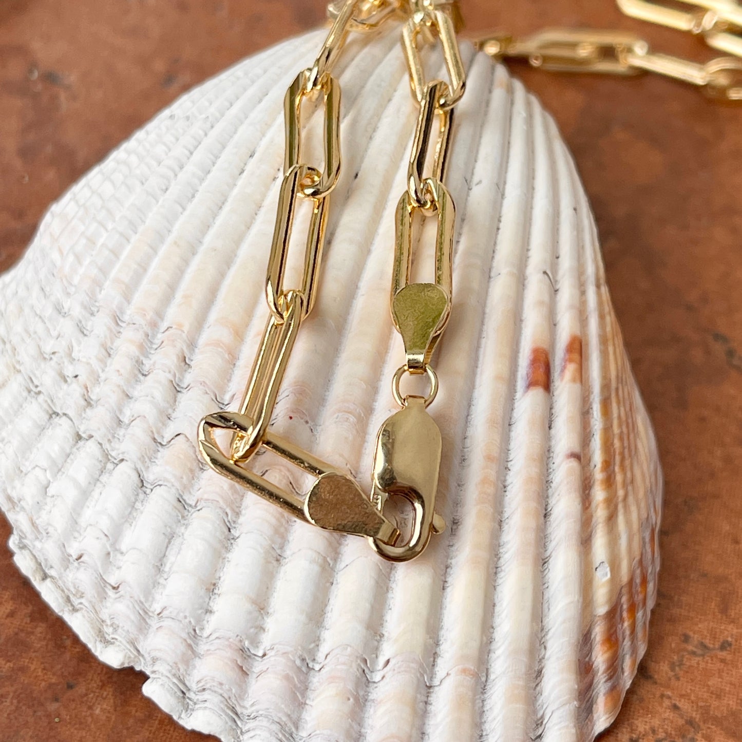 14KT Yellow Gold-Filled Silver 5mm Paper Clip Chain Necklace