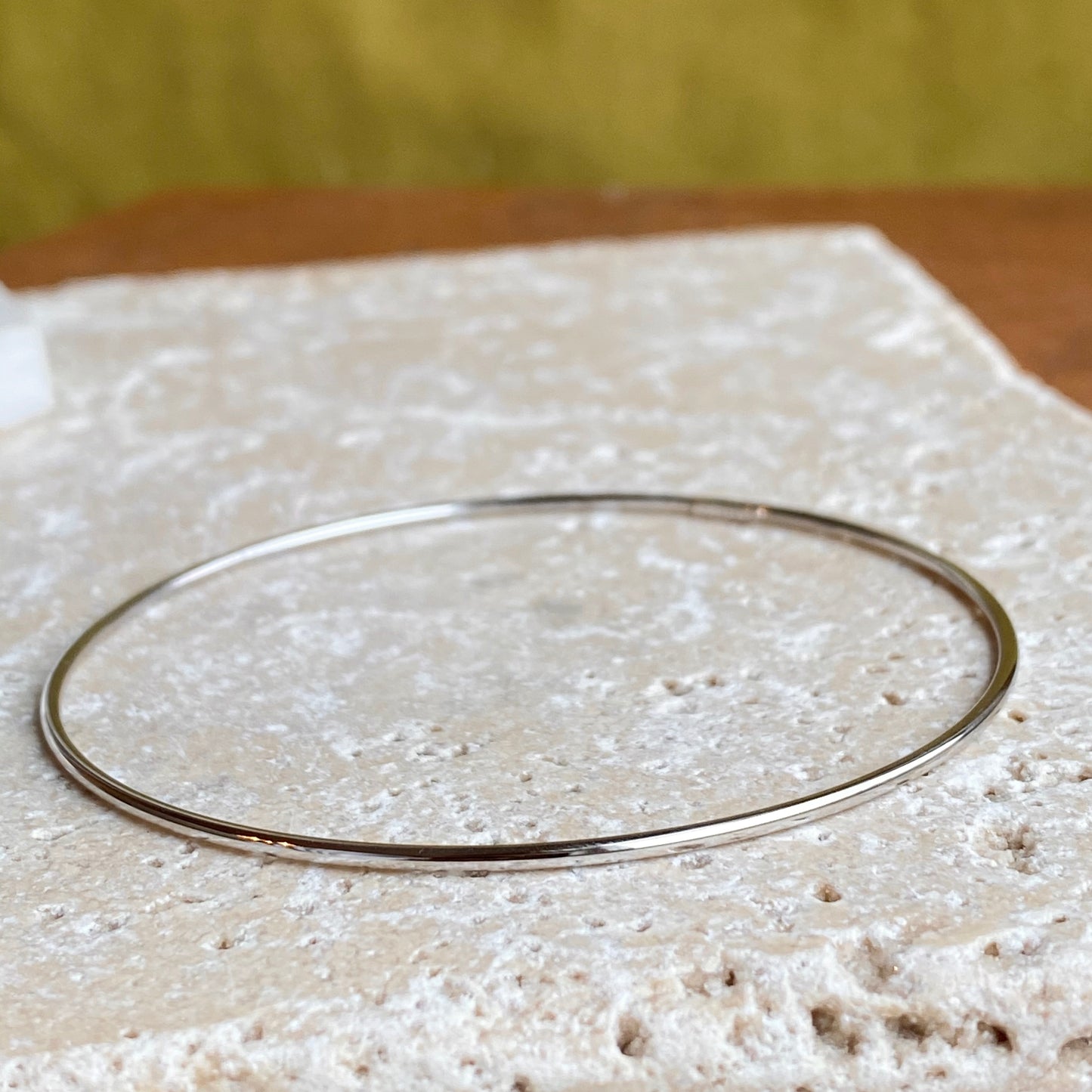 14KT White Gold Thin Bangle Slip-On Bracelet 1.5mm, 14KT White Gold Thin Bangle Slip-On Bracelet 1.5mm - Legacy Saint Jewelry