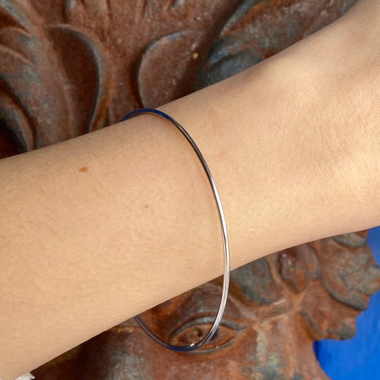 14KT White Gold Thin Bangle Slip-On Bracelet 1.5mm, 14KT White Gold Thin Bangle Slip-On Bracelet 1.5mm - Legacy Saint Jewelry