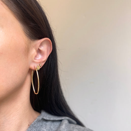 14KT Yellow Gold Squared Oval Tube Hoop Earrings 48mm