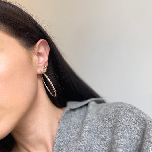 10KT White Gold Round Tube Hoop Earrings 48mm