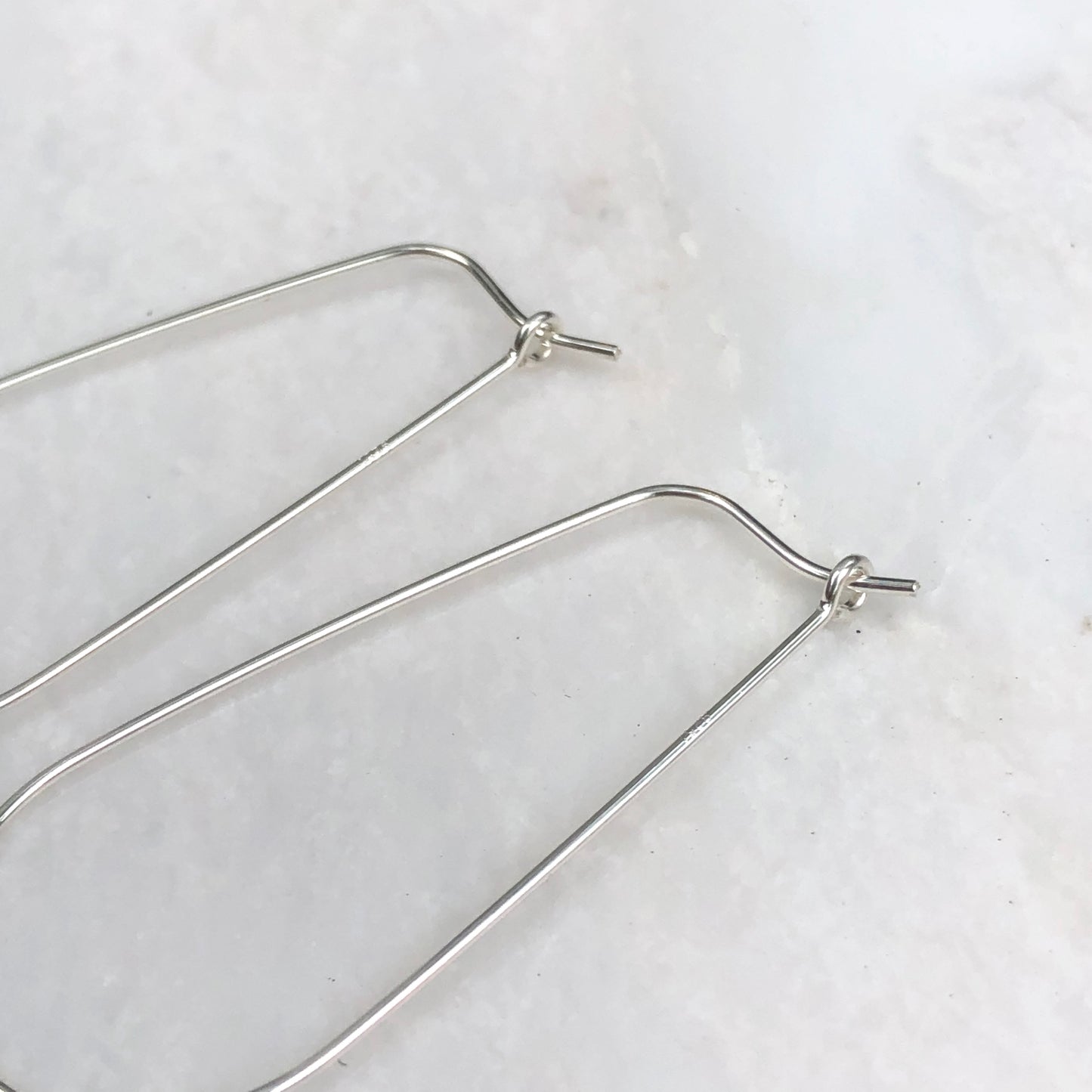 Sterling Silver Teardrop Wire Hoop Earrings 40mm, Sterling Silver Teardrop Wire Hoop Earrings 40mm - Legacy Saint Jewelry