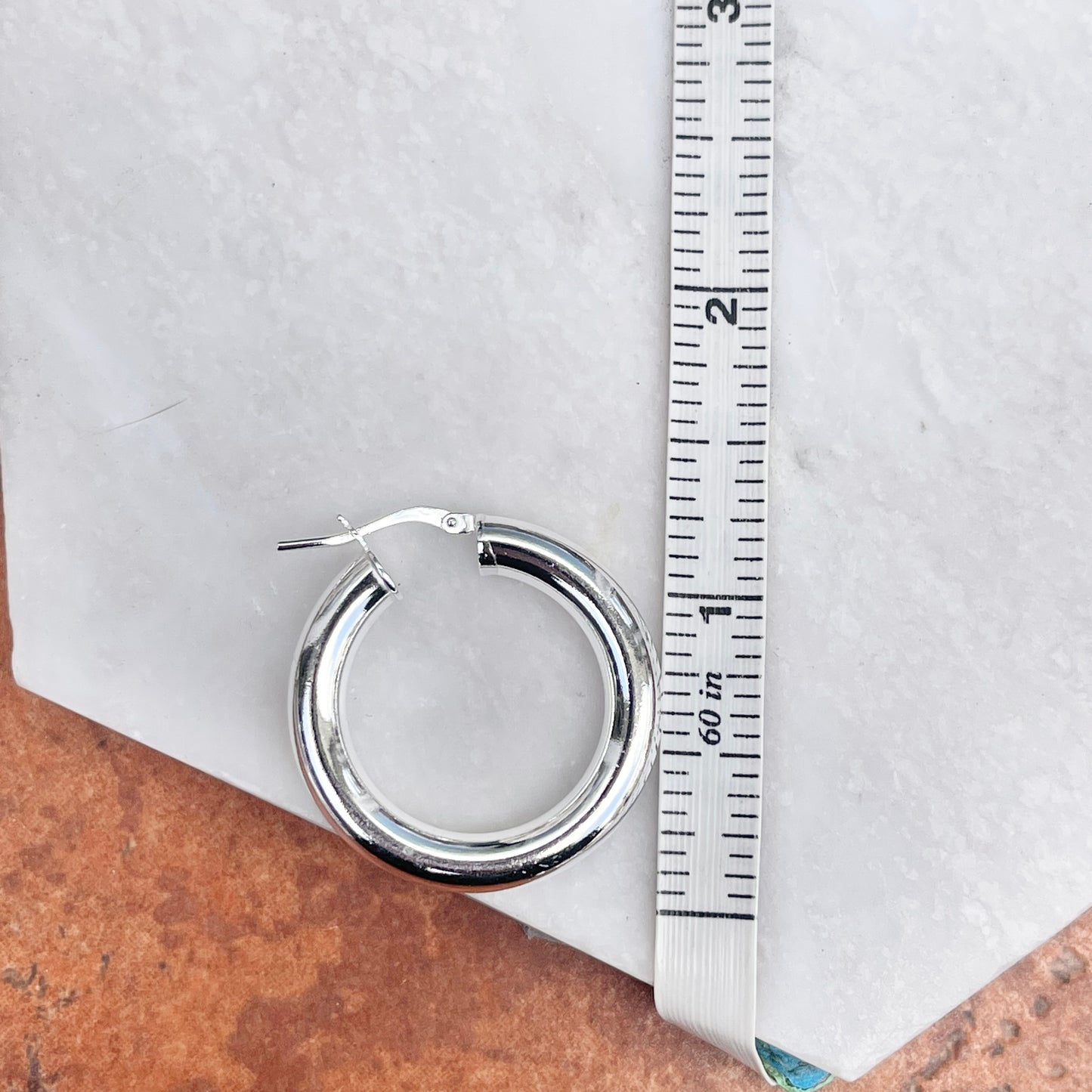 Sterling Silver 5mm Tube Round Hoop Earrings 32mm