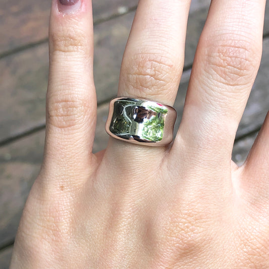 14KT White Gold Concave Cigar Band Ring, 14KT White Gold Concave Cigar Band Ring - Legacy Saint Jewelry