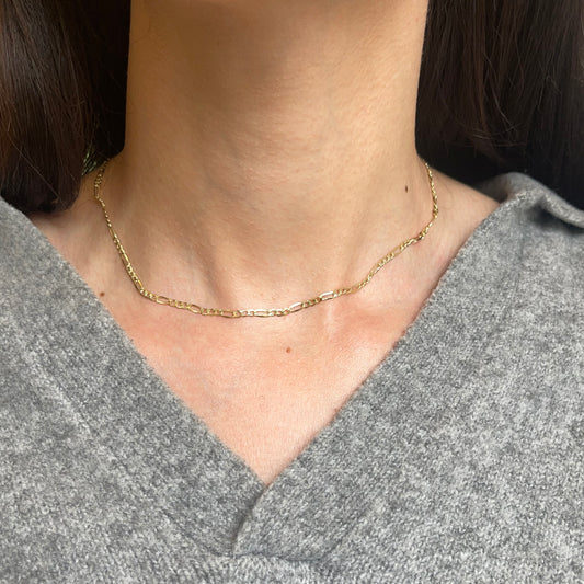 14KT Yellow Gold Figaro Chain Link Necklace 2.5mm