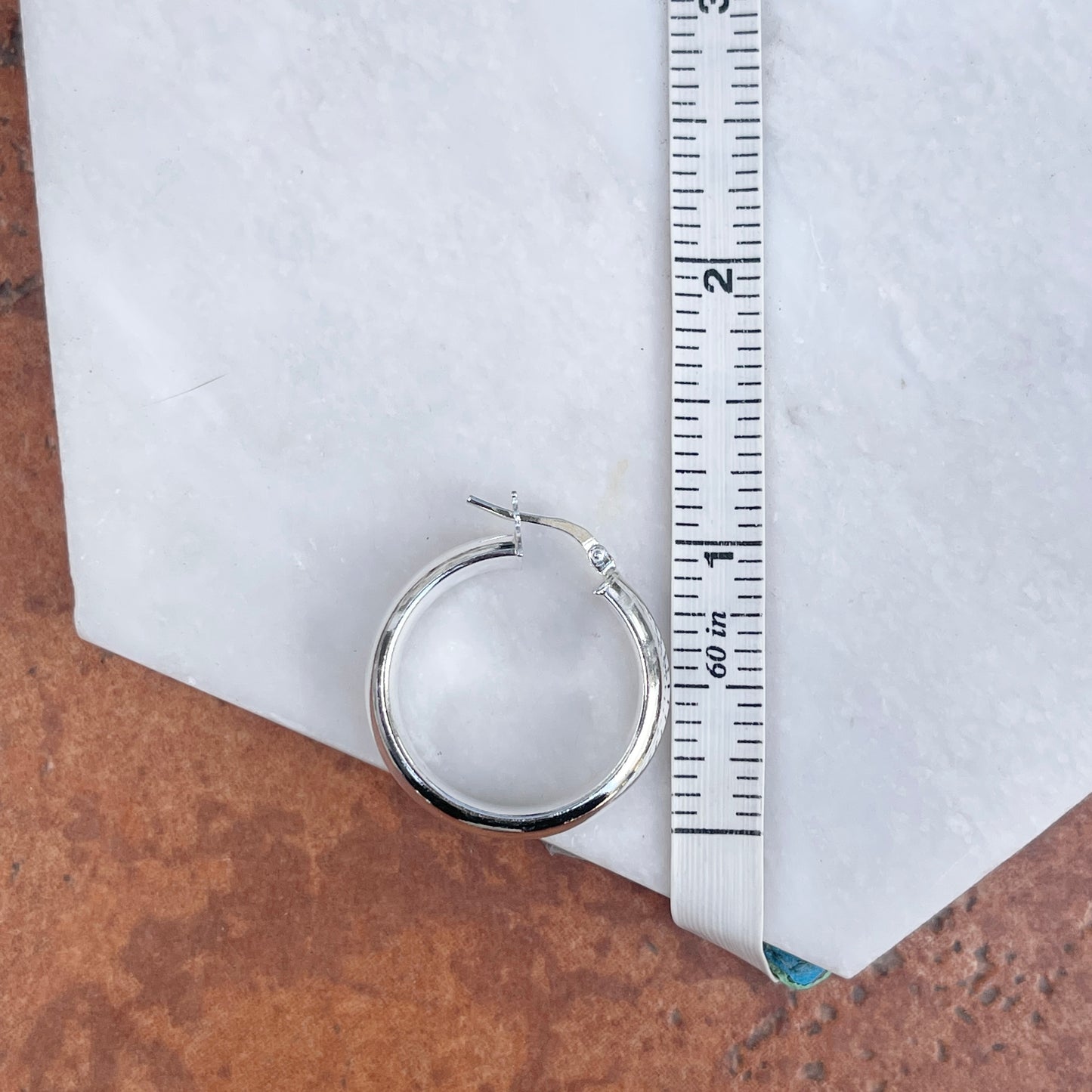 Sterling Silver Half-Round Tube Round Hoop Earrings 28mm