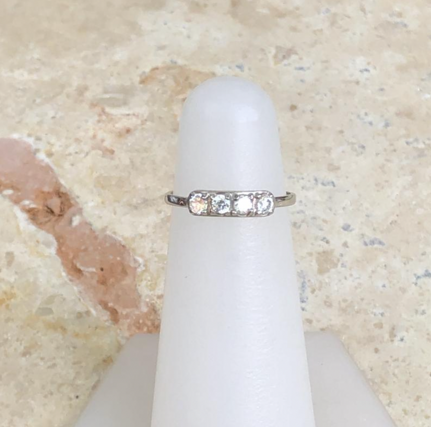 14KT White Gold 4 CZ Stone Toe Ring