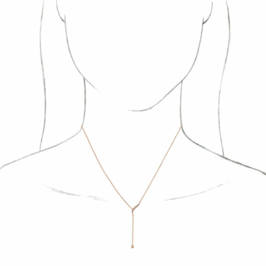 14KT Rose Gold Bezel 1/10 Carat Diamond Lariat Necklace