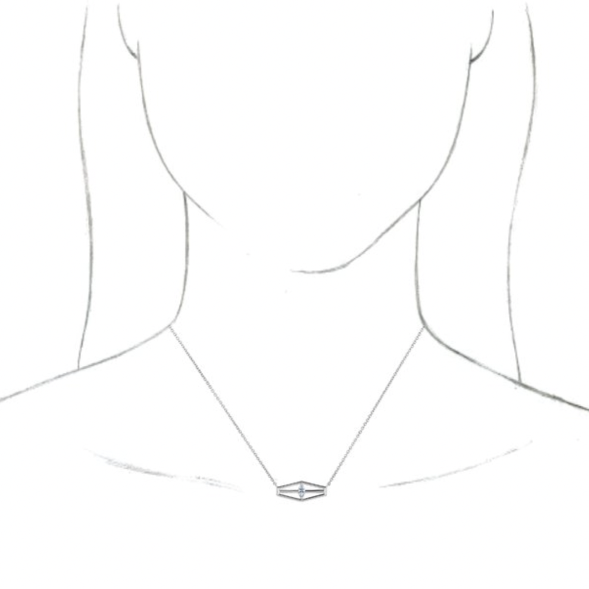 14KT White Gold Marquise Diamond Geometric Necklace