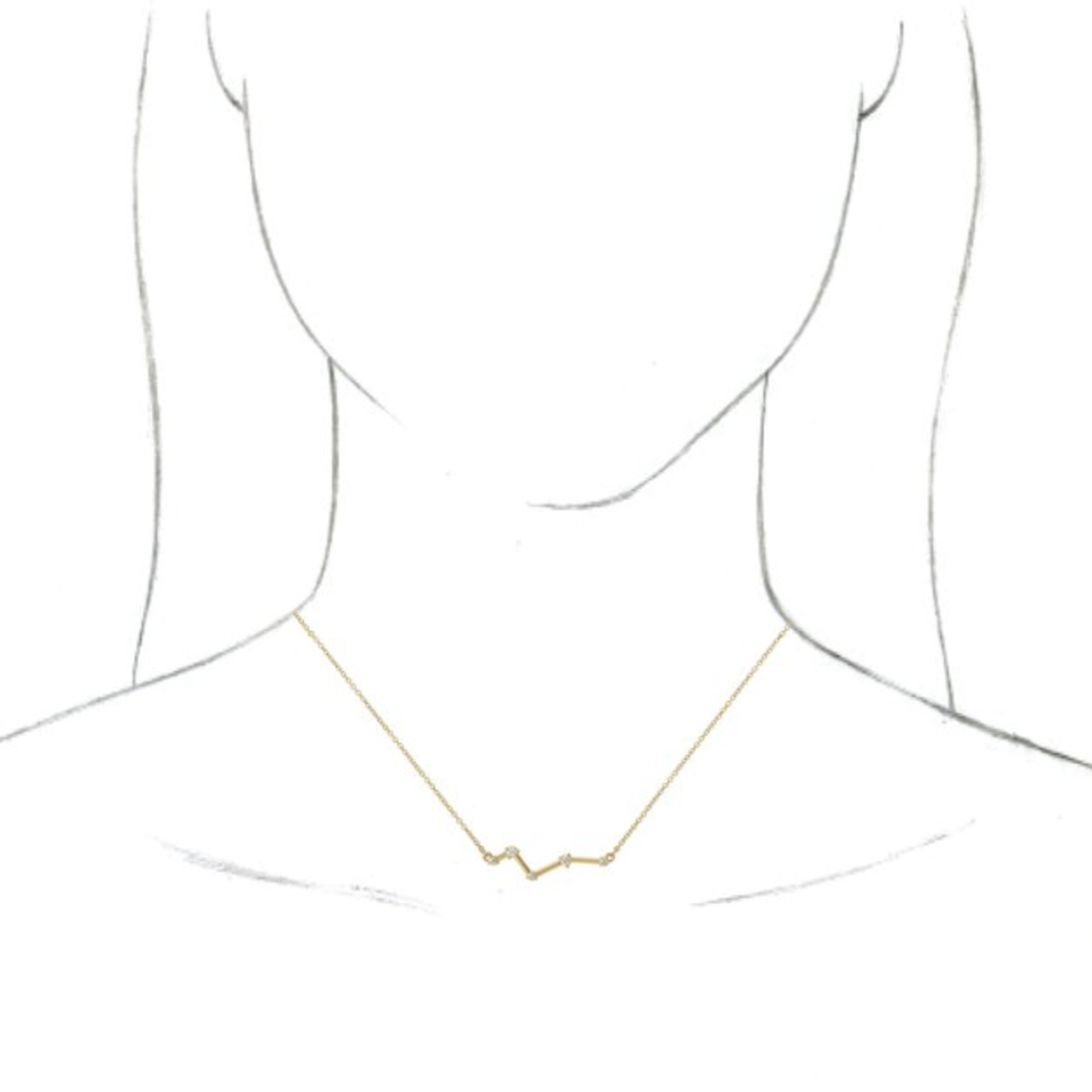 14KT Yellow Gold 1/10 CT Diamond Constellation Bar Necklace