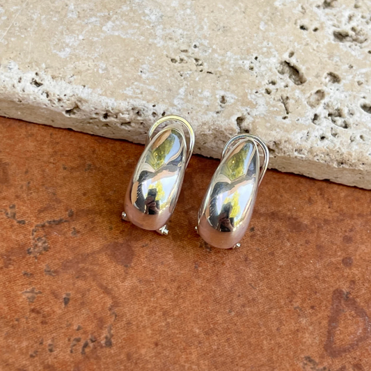 Sterling Silver Polished Teardrop Omega Back Earrings