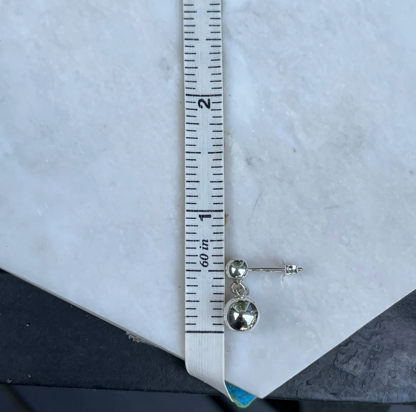 Sterling Silver Double Ball Post Dangle Earrings