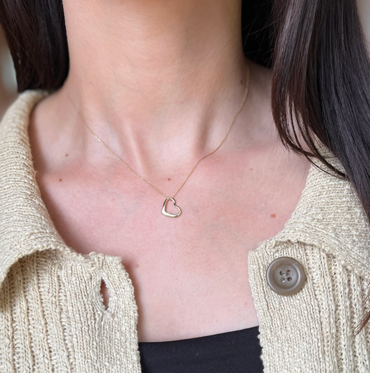 14KT Yellow Gold Small Open Heart Pendant Slide