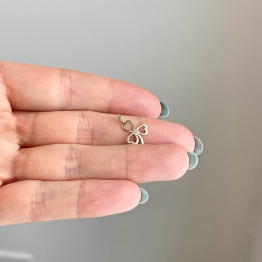 14KT Yellow Gold Small 3 Leaf Clover Heart Pendant Charm