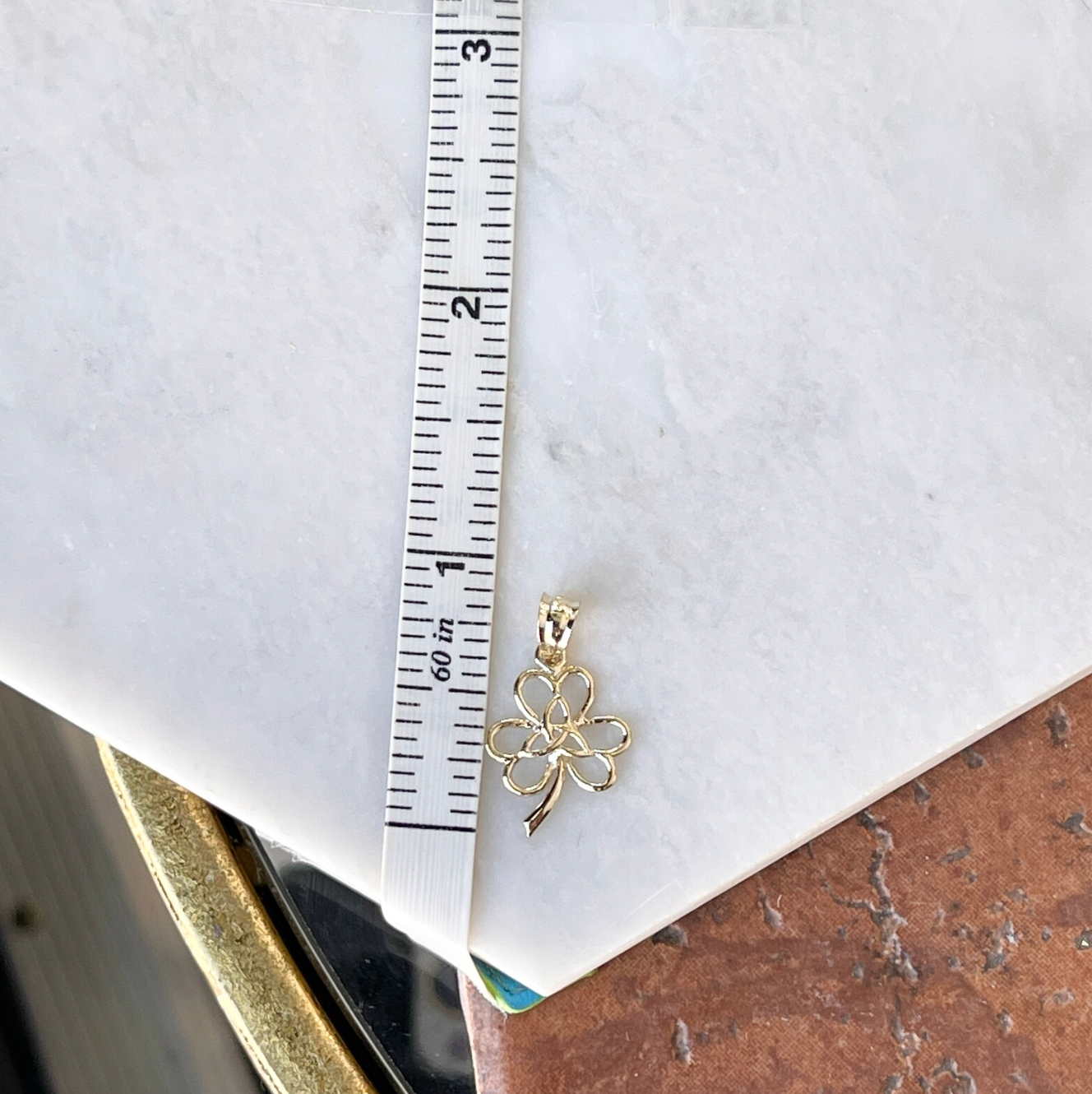 14KT Yellow Gold 3-Leaf Clover trinity Knot Pendant Charm