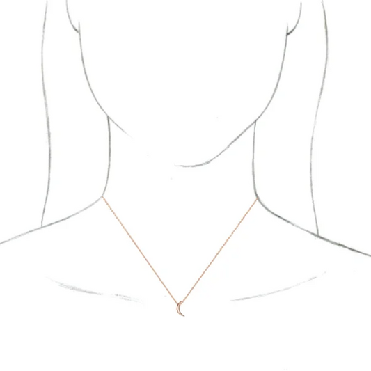 14KT Rose Gold Mini Crescent Moon Pendant Chain Necklace