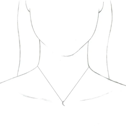 14KT White Gold Crescent Moon Pendant Chain Necklace