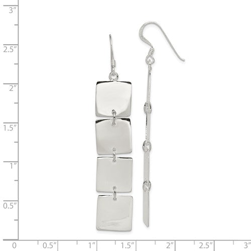 Sterling Silver Multiple Blocks Dangle Earrings, Sterling Silver Multiple Blocks Dangle Earrings - Legacy Saint Jewelry
