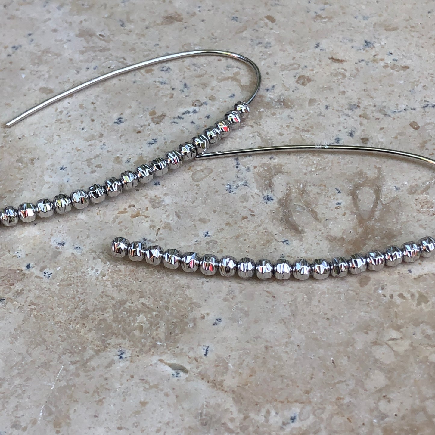 Sterling Silver Threader Beaded Ear Wire Earrings, Sterling Silver Threader Beaded Ear Wire Earrings - Legacy Saint Jewelry