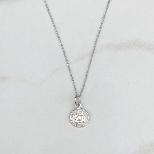 10KT White Gold Angel Mini Medal Pendant Charm, 10KT White Gold Angel Mini Medal Pendant Charm - Legacy Saint Jewelry