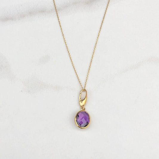 14KT Yellow Gold Amethyst Omega Pendant Slide, 14KT Yellow Gold Amethyst Omega Pendant Slide - Legacy Saint Jewelry