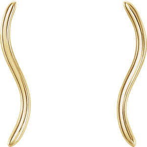 14KT Yellow Gold Wavy Ear Climbers, 14KT Yellow Gold Wavy Ear Climbers - Legacy Saint Jewelry
