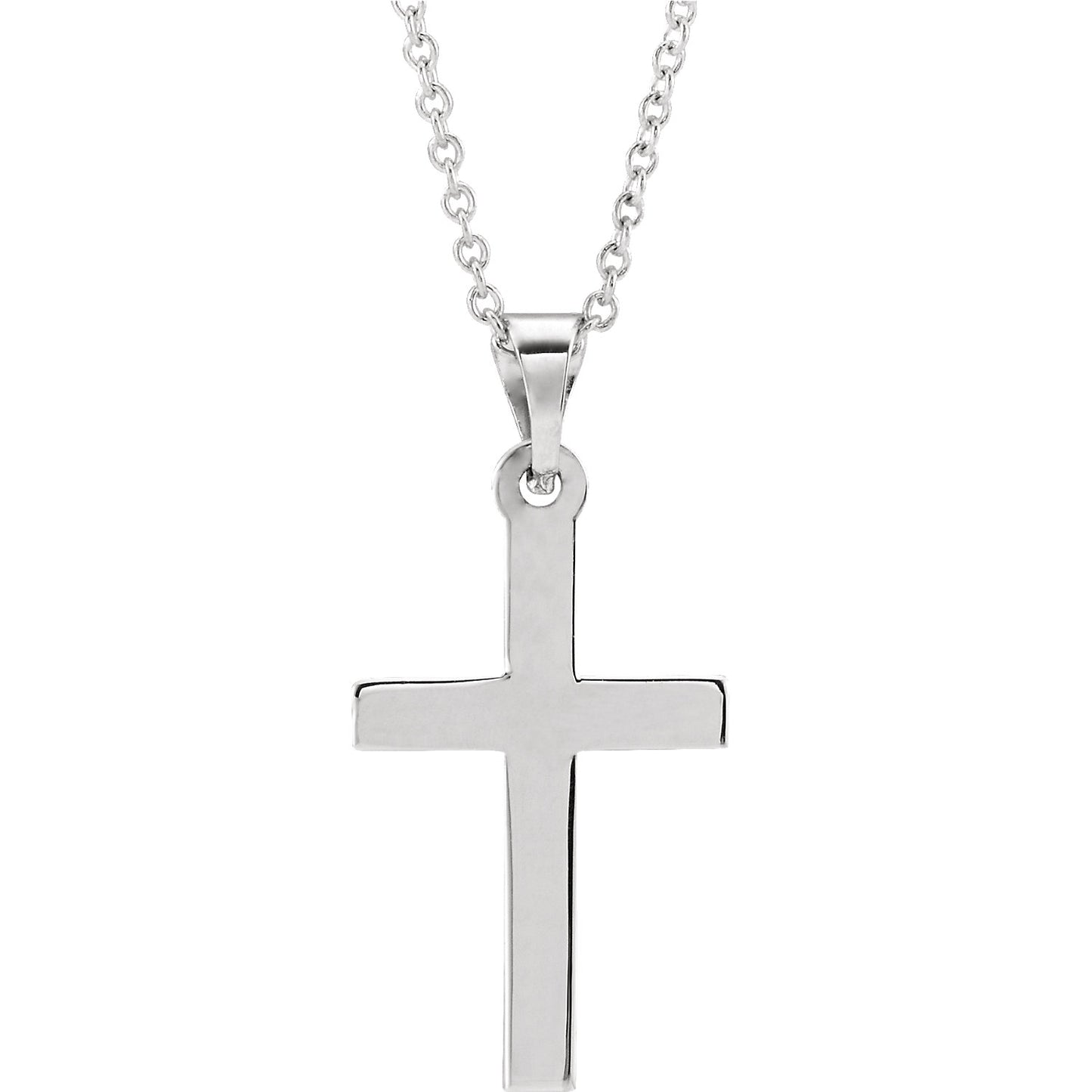 14KT White Gold Cross Chain Necklace 18", 14KT White Gold Cross Chain Necklace 18" - Legacy Saint Jewelry