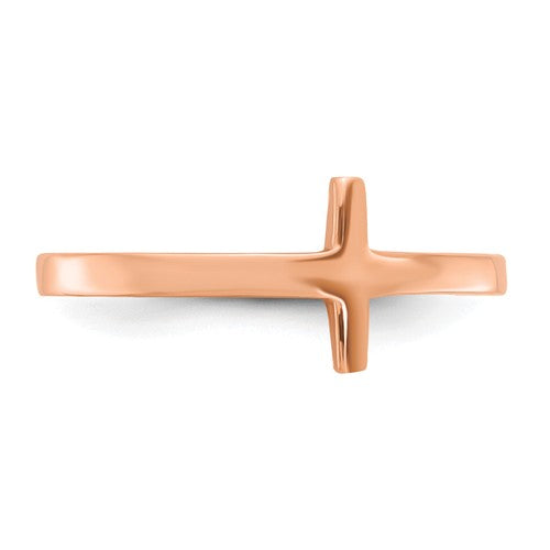 OOO 14KT Rose Gold Sideways Cross Ring, OOO 14KT Rose Gold Sideways Cross Ring - Legacy Saint Jewelry