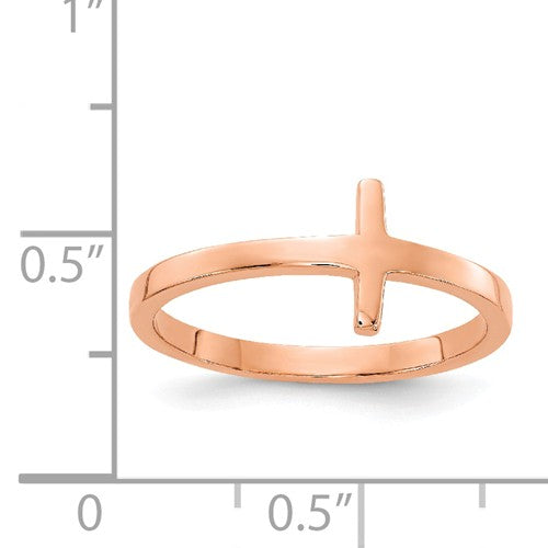 OOO 14KT Rose Gold Sideways Cross Ring, OOO 14KT Rose Gold Sideways Cross Ring - Legacy Saint Jewelry