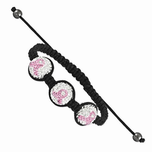 Black Macrame Awareness Ribbon Crystals + Hematite Bracelet, Black Macrame Awareness Ribbon Crystals + Hematite Bracelet - Legacy Saint Jewelry