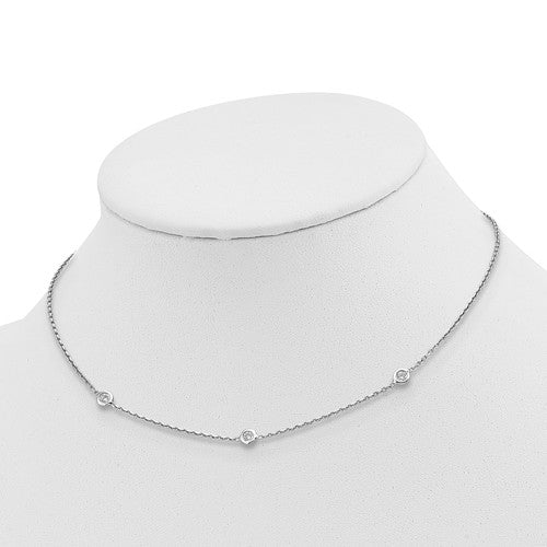 Sterling Silver Station CZ Choker Necklace, Sterling Silver Station CZ Choker Necklace - Legacy Saint Jewelry