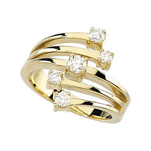 14KT Yellow Gold 5 Diamond Layered Right Hand Ring, 14KT Yellow Gold 5 Diamond Layered Right Hand Ring - Legacy Saint Jewelry